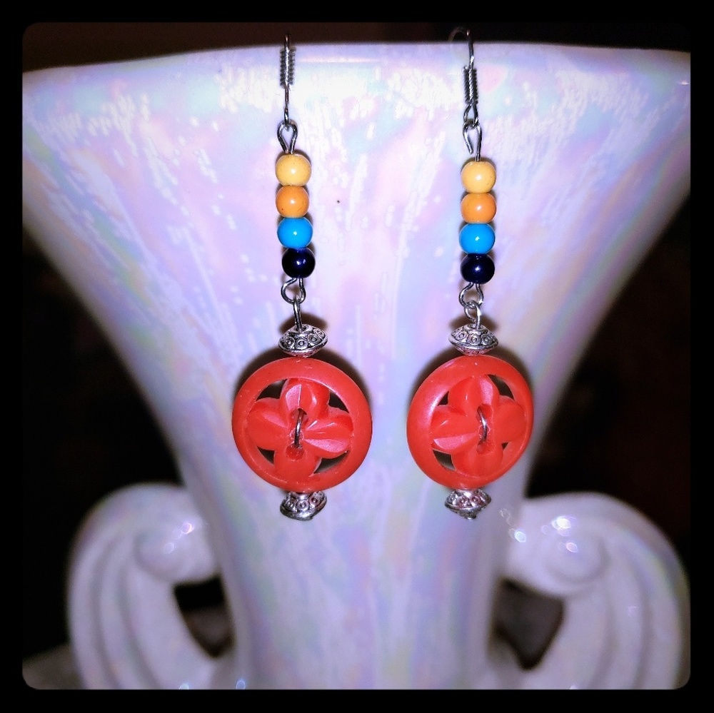 Handmade Vintage Button Earrings